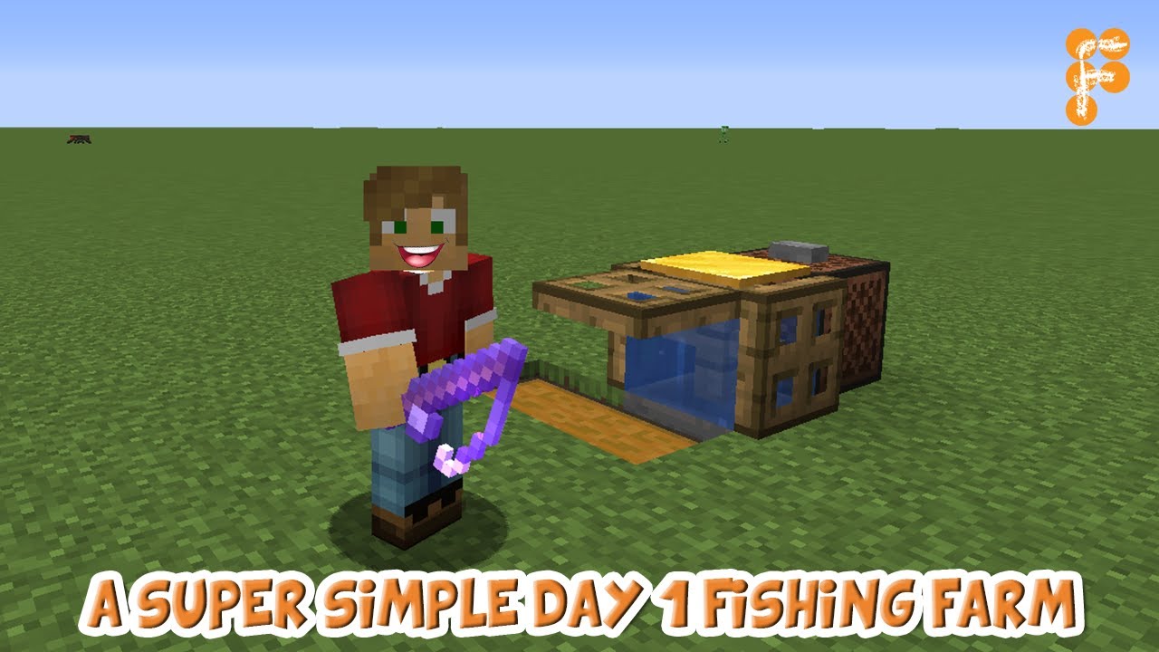 Tutorial-Super-simple-Day-1-Fishing-Farm-for-Minecraft-1.14-and-1.15
